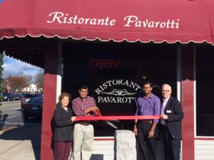 Pavarotti ribbon cutting